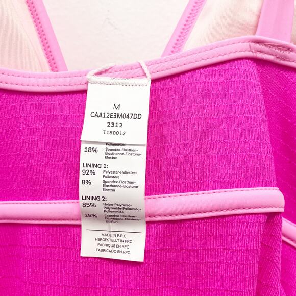 Cupshe Plunging Pink Piped Tummy Control One Piece Swimsuit Hot Neon Pink M - Picture 5 of 7